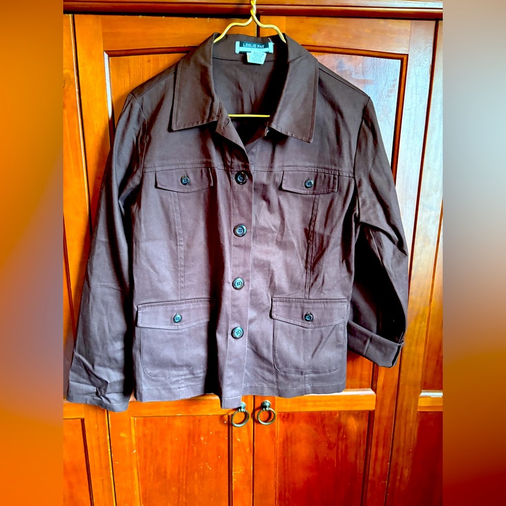 Leslie Fay Brown‎ Military Field Jacket #1348